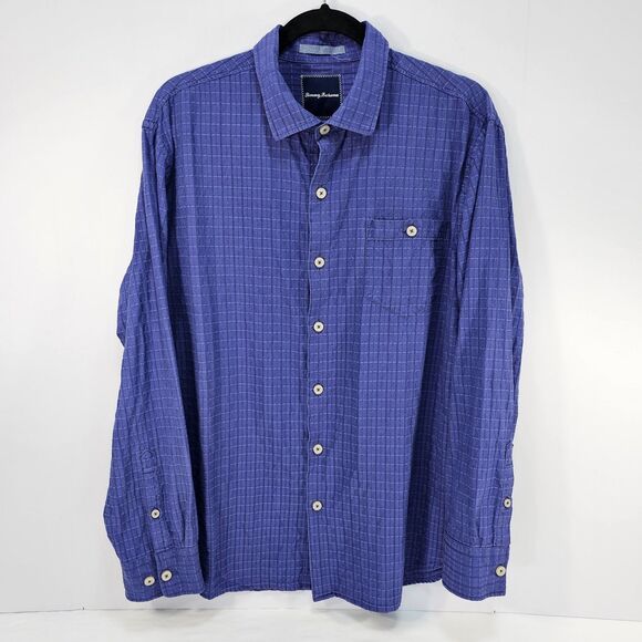 Tommy Bahama Men’s Large Purple Silk Cotton Blend Textured Long Sleeve Shirt - Picture 1 of 8